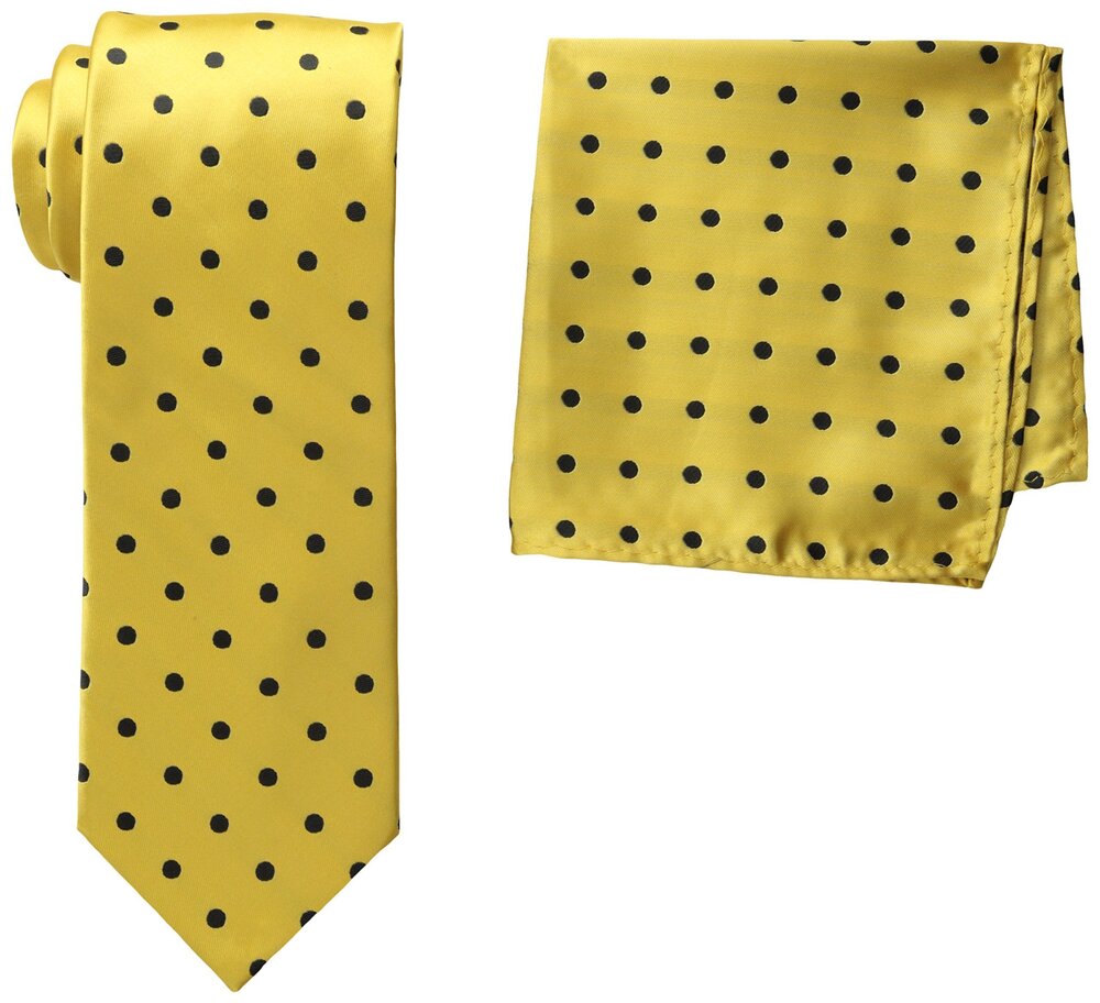 6965 Satin Dot Tie Set, Gold, One Size
